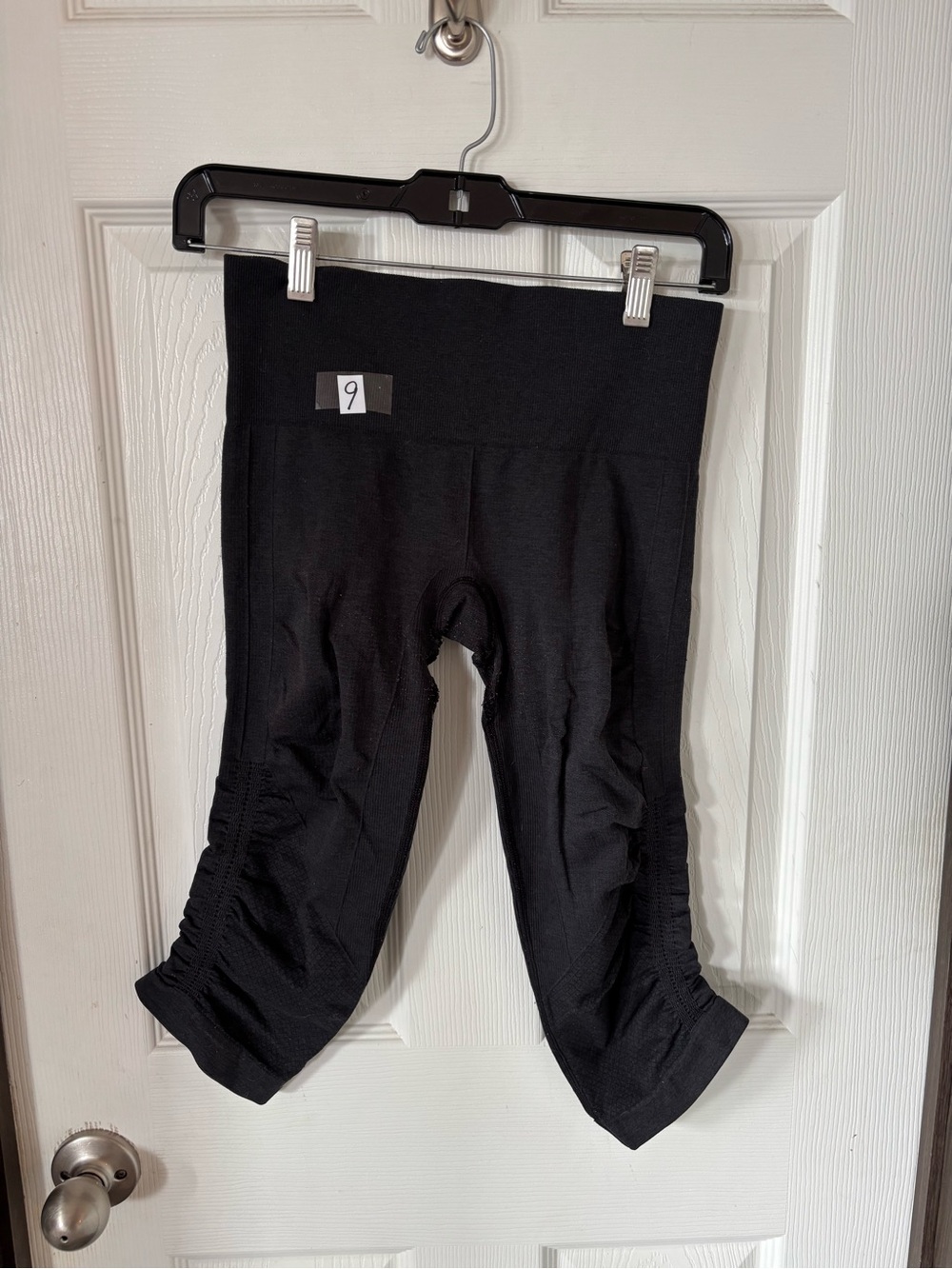 lululemon athletica Black Capri Leggings with Side Ruched Detail